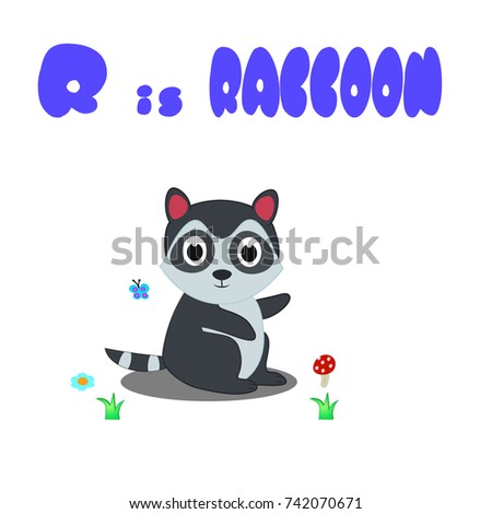 raccoon alphabet for education. vector cartoon illustration