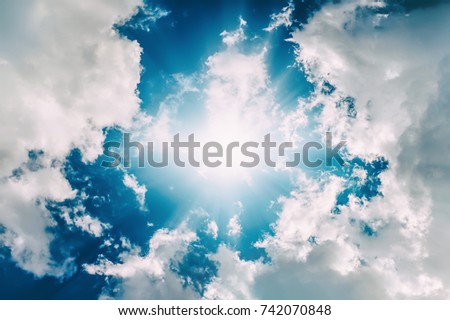 soft clouds and blue sky with sunlight background