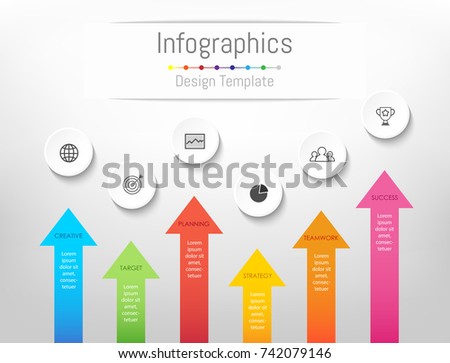 Infographic design elements for your business data with 6 options, parts, steps, timelines or processes. Vector Illustration.