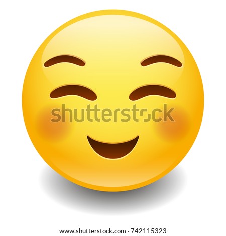 Flushed Smiling Emoji Smiley Face Vector Design Art Royalty-Free Stock Photo #742115323