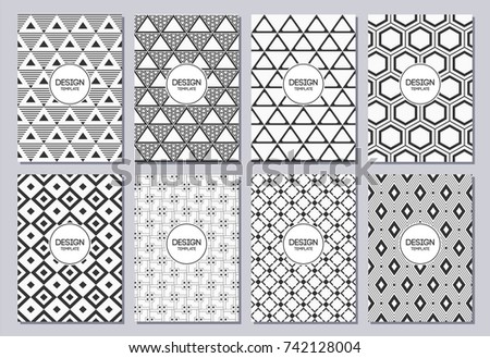 Set of flyers, posters, banners, placards, brochure design templates A6 size. Graphic design templates for logo, labels and badges. Abstract geometric backgrounds. Retro Backgrounds.