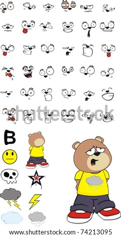 teddy bear kid cartoon set in vector format