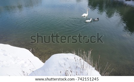 Photo of famous Lake Beletsi covered in snow, Ipokrateios politeia, Parnitha, Attica, Greece