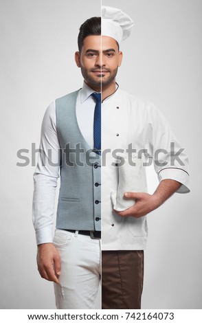 Combined studio shot of a businessman and a chef posing confidently profession occupation lifestyle cooking small business owner entrepreneur confidence success inspiration concept.
