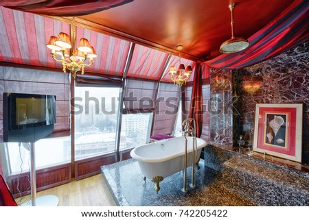 Interior design bathroom luxury house.