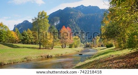 beautiful autumnal river landscape oberammergau, upper bavaria