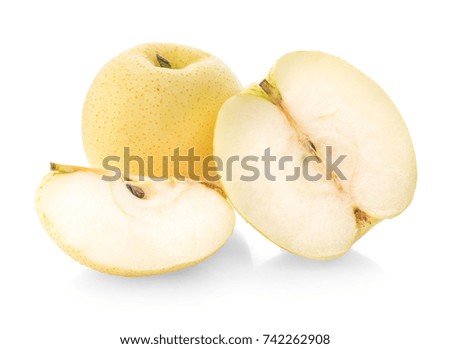 Pears - Asian Pears isolated on white background. Pears an ancient fruit and bearing yellow juicy fruit in spring is delicious fresh.