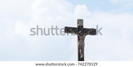 Jesus Christ clouds and blue sky background