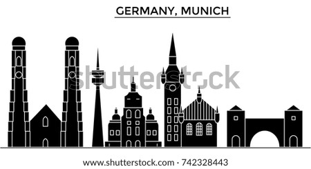 Germany, Munich architecture vector city skyline, travel cityscape with landmarks, buildings, isolated sights on background