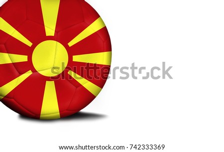 The flag of Macedonia was represented on the ball, the ball is isolated on a white background with space for your text.