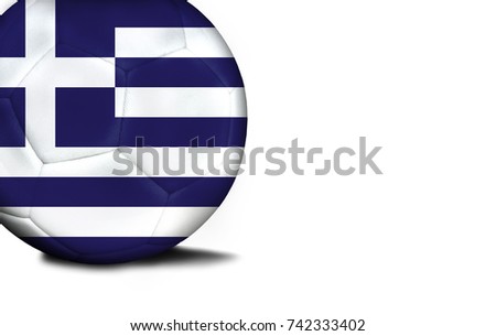 The flag of Greece was represented on the ball, the ball is isolated on a white background with space for your text.