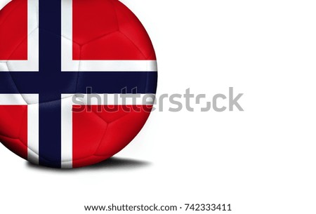 The flag of Norway was represented on the ball, the ball is isolated on a white background with space for your text.