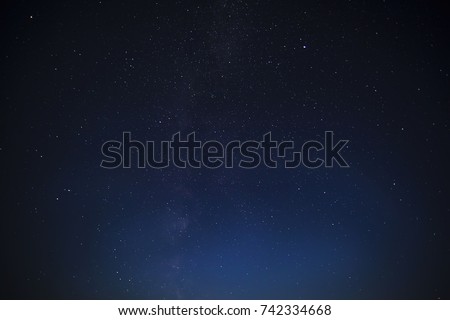small stars in the night sky in winter Royalty-Free Stock Photo #742334668