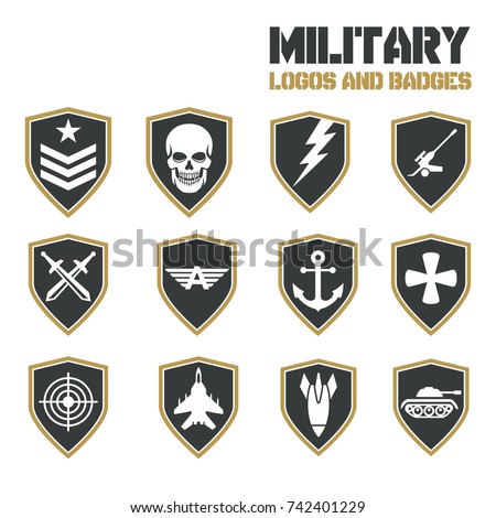 Military Army like Badges Logos Set. Vector Logos Collection Template