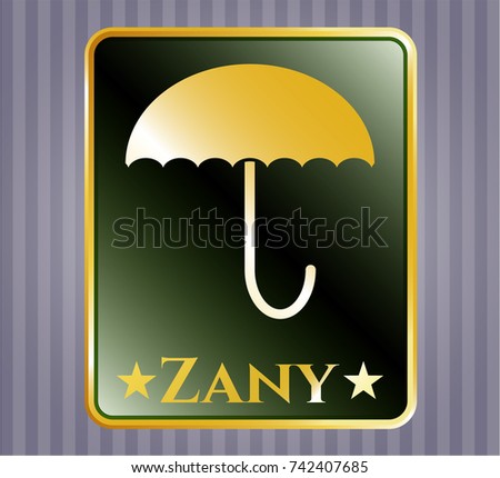  Shiny badge with umbrella icon and Zany text inside