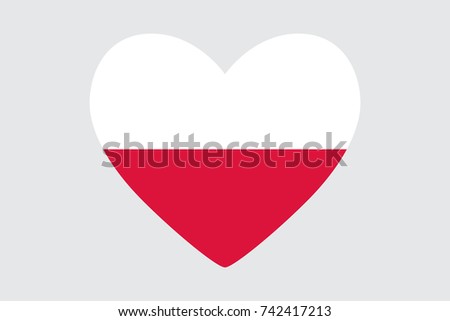 Heart in colors of the Polish flag, vector