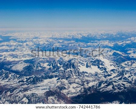 Aerial view of the Swiss Alps near Piz Bernina.