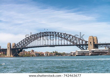 Sydney Harbour Bridge on a beautiful sunny day.