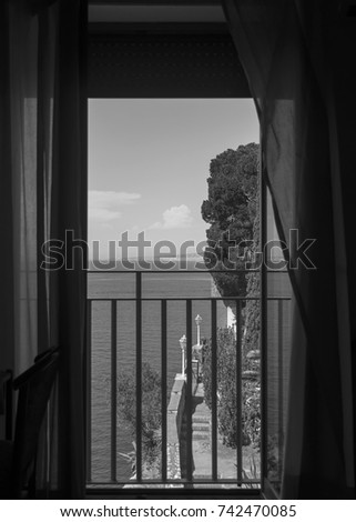 panoramic view from a window of Sorrento's hotel