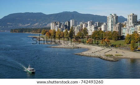 English Bay West end Downtown Vancouver in Autumn. Vancouver Canada