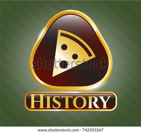  Shiny badge with pizza slice icon and History text inside