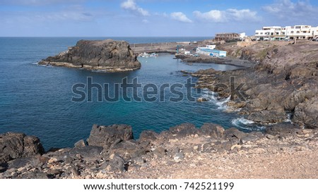 Holiday. Vacation. Travel destination. Trip to Fuerteventura. The Canarian islands. Spain.  European Union. In winter 2015. El Cotillo shore. Coast. Landscape