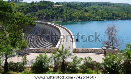 Photo from famous dam and lake Marathon, Attica, Greece