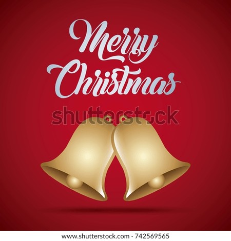 merry christmas card golden bells decoration celebration