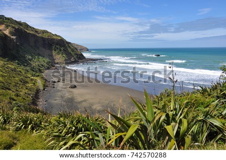 Muriwai Beach, North Island, New Zealand Royalty-Free Stock Photo #742570288