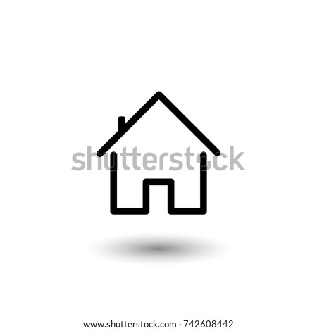 House icon with door, outline simple vector with rounded edges. Stay at home.