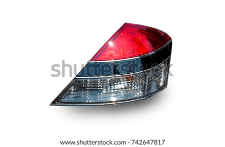 Car tail lights isolated from white background cipping path