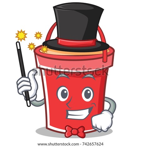 Magician bucket character cartoon style