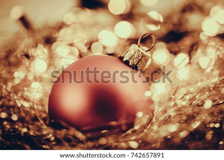 Christmas tree decorations on lights background