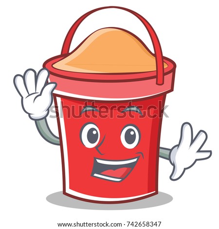 Waving bucket character cartoon style