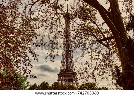 panorama of Eiffel tower, Europe's most famous monument in Paris