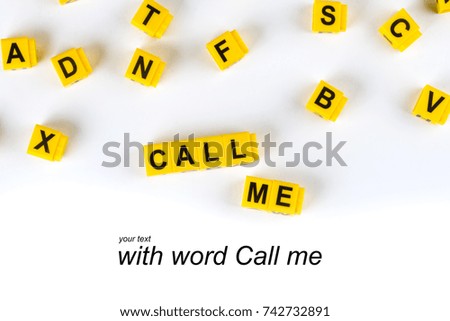 cubes with word Call me White background