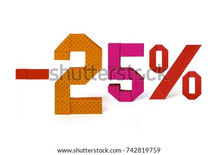 Origami text of discount sale 25 percent