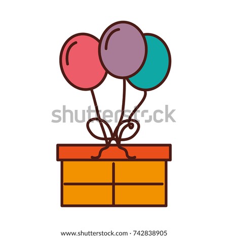 birthday gift box with balloons decoration celebration