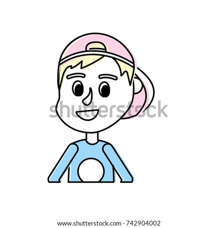 boy with hairstyle design and casual t-shirt