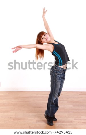young Japanese  woman dancing
