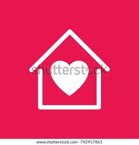 House with heart icon, flat design vector. Stay at home.