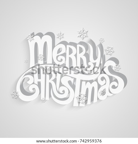 Christmas Greeting Card. Merry Christmas lettering with Christmas tree, vector illustration. Royalty-Free Stock Photo #742959376