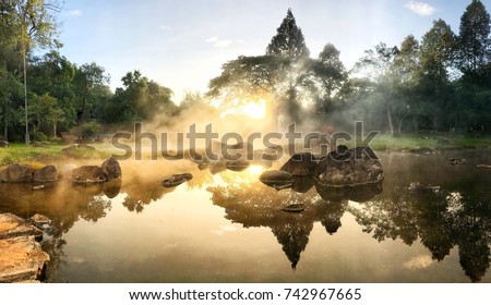 Hot Springs In National Park And Natural Mineral Water. Royalty-Free Stock Photo #742967665