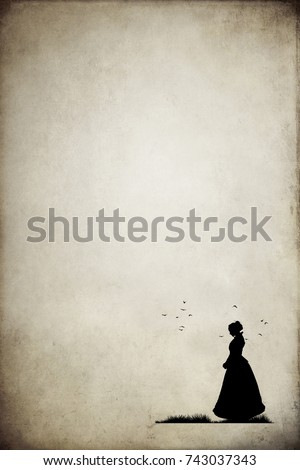 Silhouette of victorian woman Royalty-Free Stock Photo #743037343