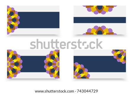 Set of visiting card and business card. Floral mandala pattern and ornaments. Oriental design, indian Layout, east motifs, bohemian template.