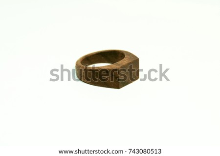 Wooden rings jewel hand made on white