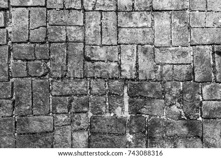 Black and White color of the brick ground pattern 