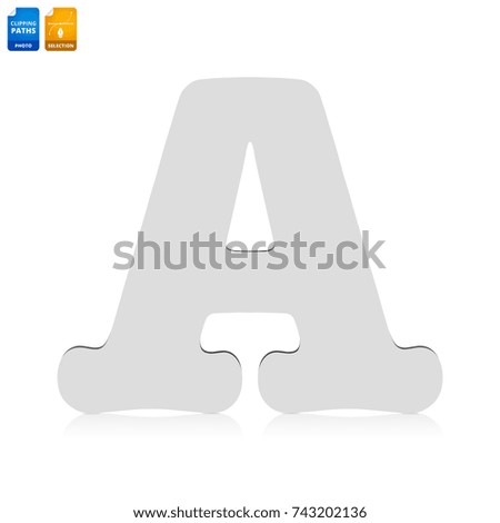 Letters A made from wooden material isolated on white background. Blank wooden font for your design. Clipping paths object.