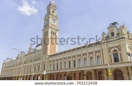 Luz train and subway station in downtown Sao Paulo, Brazil Royalty-Free Stock Photo #743212438