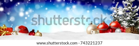 christmas banner panorama background Royalty-Free Stock Photo #743221237